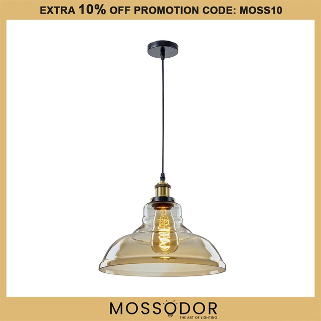 Retro Gold Vintage Glass Ceiling Pendant Industrial Light Shade Chandelier