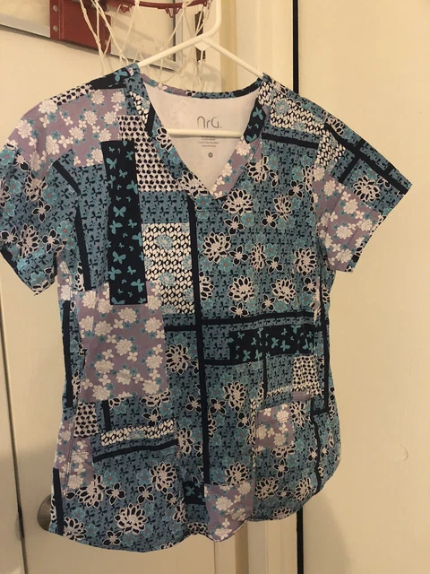 BARCO NRG 3157 Women's 3Pkt V-Neck with Side Panel Print Top, Size M