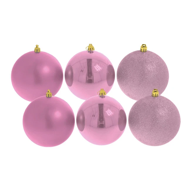Christbaumkugeln Ø 10cm, 2 x 3 Stück, Rosa