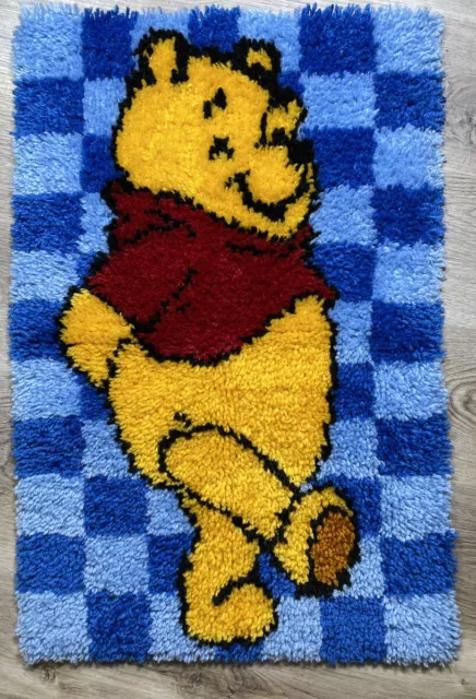 Winnie the Pooh Latch Hook Rug Finished Large Vintage 30 X 20” completed