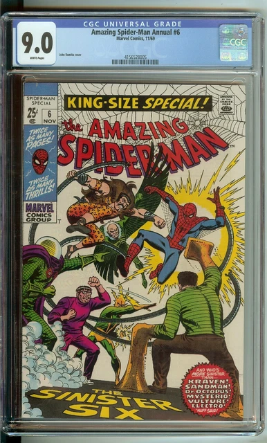 Amazing Spider-Man Annual #6 CGC 9.0 Marvel Comic 1969 Sinister Six White Pages