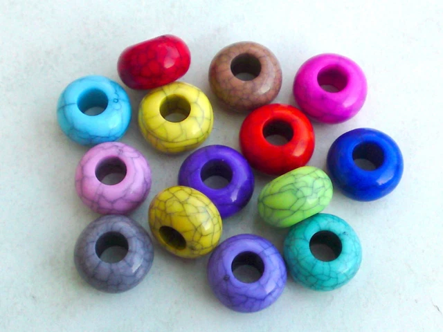 5 Acryl Großloch Beadsperlen Howlith Imitat Perlen 14x9mm Spacer Bunt Basteln