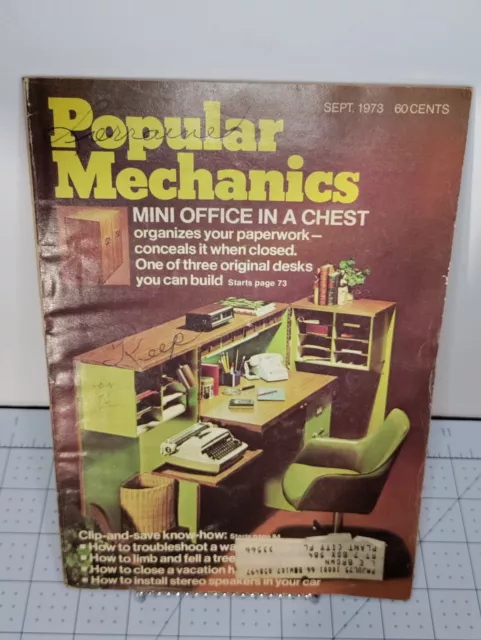 Vtg Popular Mechanics Mini Office in Chest, MCM Style Magazine Sep 1973