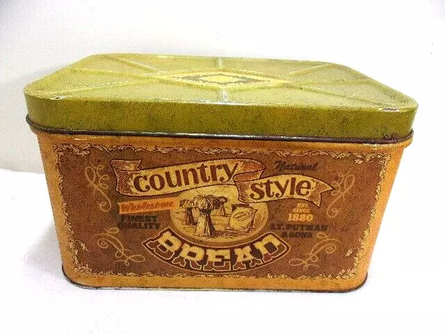 Vintage Cheinco Metal COUNTRY STYLE Bread Box Kitchen Storage 1970s Farmhouse