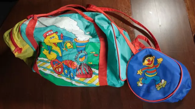 2 VINTAGE 80S 90s Sesame Street Travel Bags Duffle Kids Muppets Jim ...