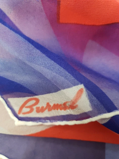 BURMEL VINTAGE HAND ROLLED GEOMETRIC PATTERN SCARF--15" x 45" MULTI-COLOR (B3)