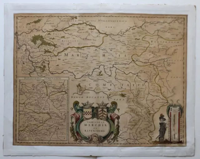 Grafschaften Mark und  Ravensberg, altkol. Kupferstichkarte, Amsterdam um 1700