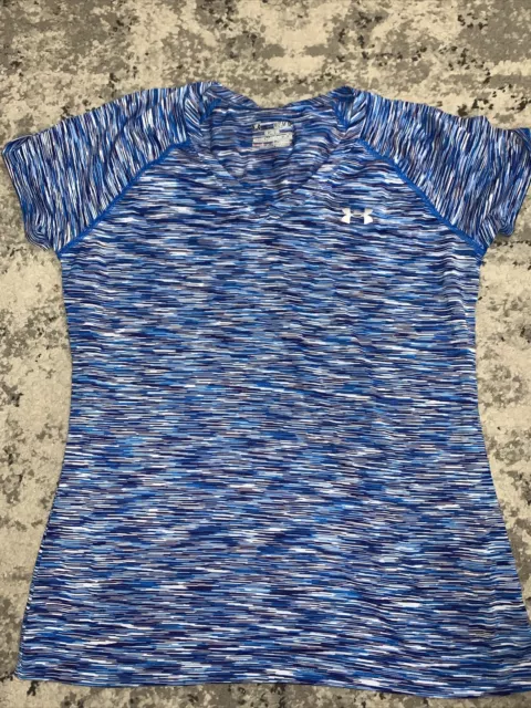 Under Armour Semi-Fitted Heat Gear Blue Short Sleeve Athletic Shirt Size MD