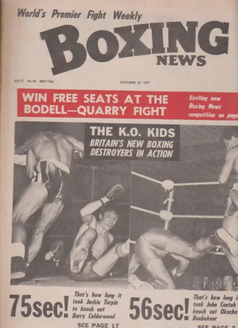Boxing News 22 Oct 71 - Muhammed Ali Poster, Jackie Turpin, John Conteh