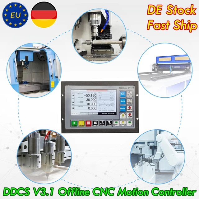 RATTMMOTOR Sistema di controllo CNC a 4 assi aggiornamento DDCS V3.1, PLC CNC Controller di movimento offline con schermo TFT che legge G Code 24VDC per tornio fresatrice per intaglio