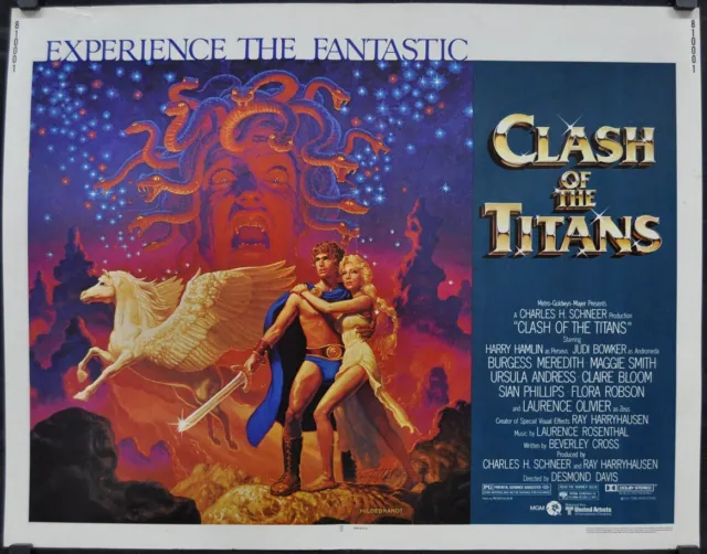 CLASH Of The TITANS 1981 ORIGINAL 22X28 MOVIE POSTER LAURENCE OLIVIER