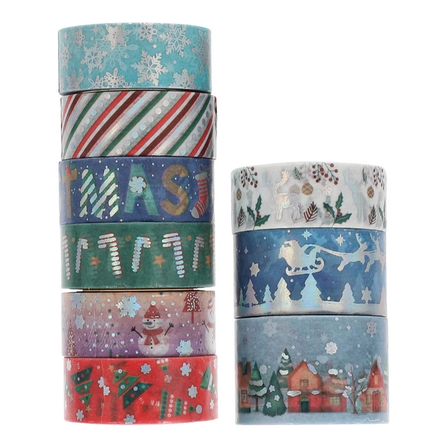 9 rollos cinta de papel decorativo de Navidad washi papel japonés cinta de papel decorativo de Navidad