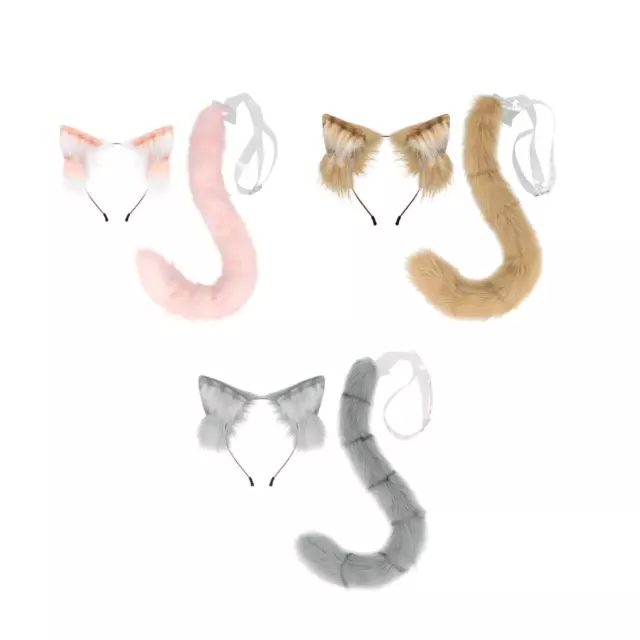 Ensemble oreilles et queue de chat, oreilles d'animaux pour anniversaire,