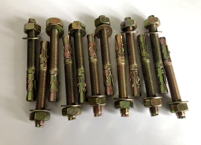 12 bulloni passanti zincati JCP M10 ancoraggio calcestruzzo in muratura resistente TB100900