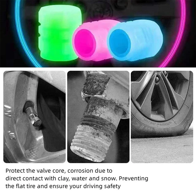 Tappi Universali Fluorescenti Valvole Ruote Gomme Auto Fluo Moto Bici BLU