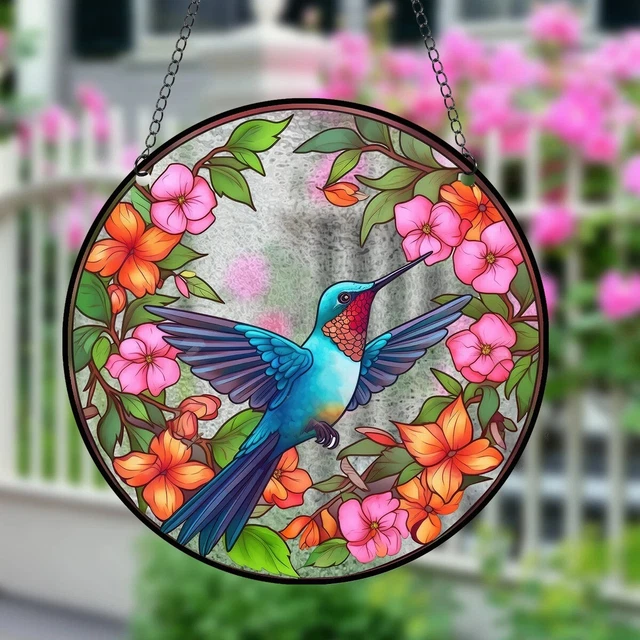 20x20 Cm Attrape-Soleil Colibri En Acrylique - Décoration Colorée Pour Jardin Ou Fenêtre Attrape Soleil Pour Colibri