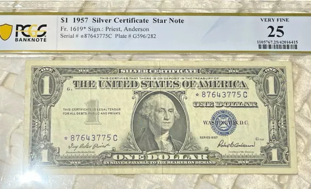 $1 1957 Silver * Star Certificate Fr. 1619* PCGS VERY FINE 25 ONE OF FIVE NOTES