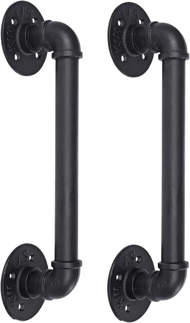 Set of 2 Sliding Barn Door Handle 14 Inch, Industrial Pipe Door Pull Handle, Gra