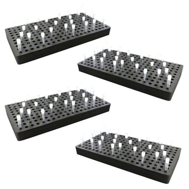 4 Test Tube Freezer Stands Transport Holds 200 Fits up to 16mm Black Foam Rack