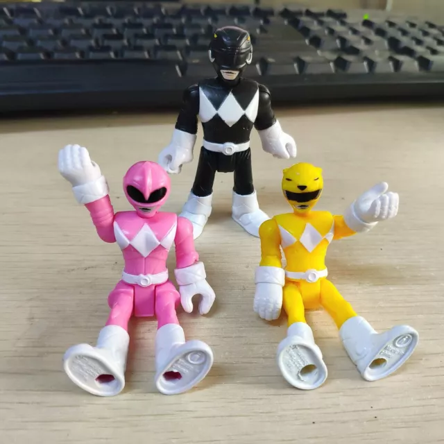 Lotto di 3 pz Imaginext Power Rangers rosa giallo nero ranger 3 colori 3