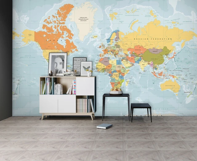 3D COLORFUL WORLD Map G6237 Wallpaper Wall Murals Removable Self