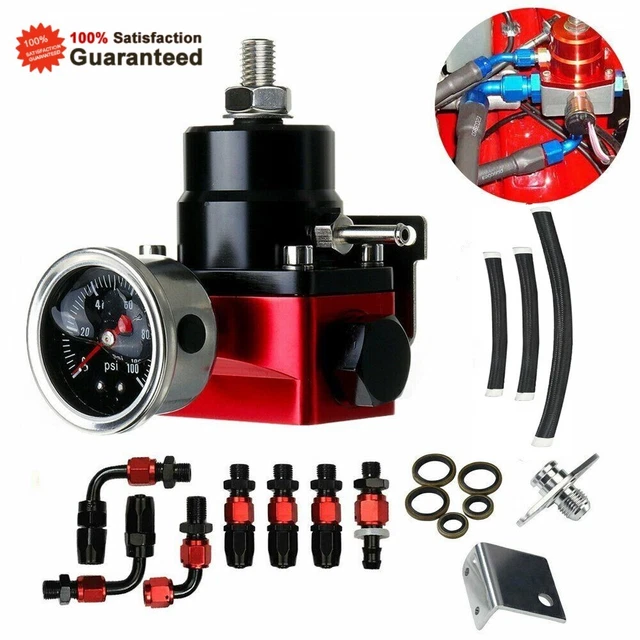 EFI FUEL PRESSURE Regulator Kit Bypass Return Pressure Gauge AN6 Fuel