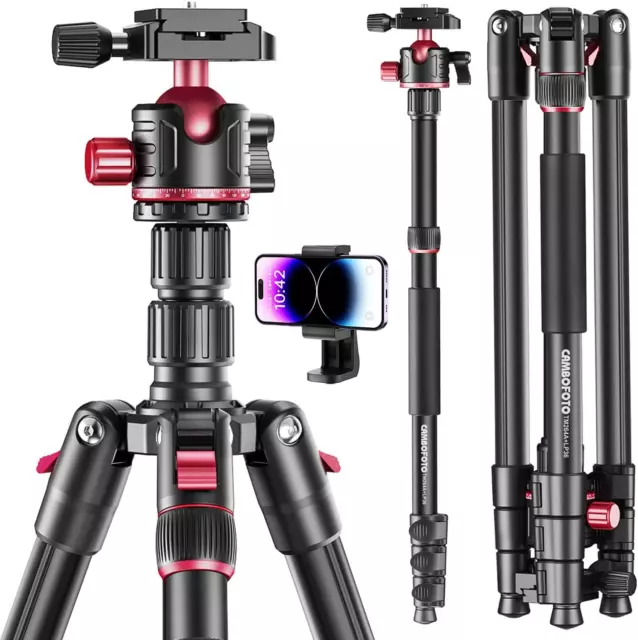 74-Inch-Professional-Camera-Photography-Tripod, Ball Head Aluminum DSLR/SLR Trip