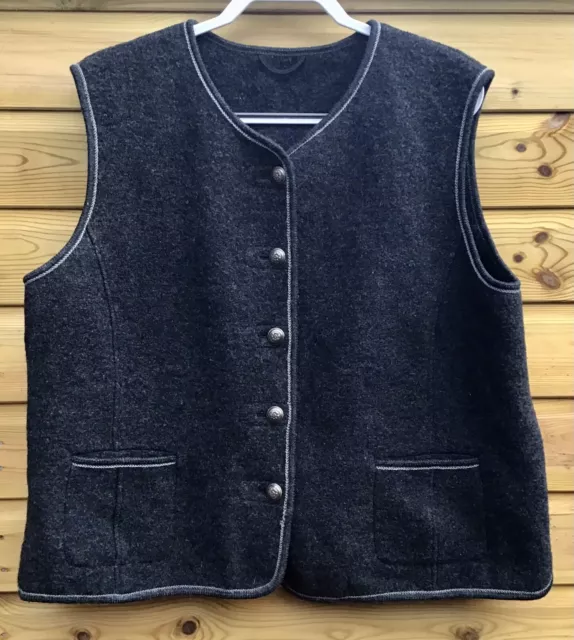 ROWLAND’S Charcoal Grey Pure New Wool Waistcoat/Gilet, Metal Buttons Size XL