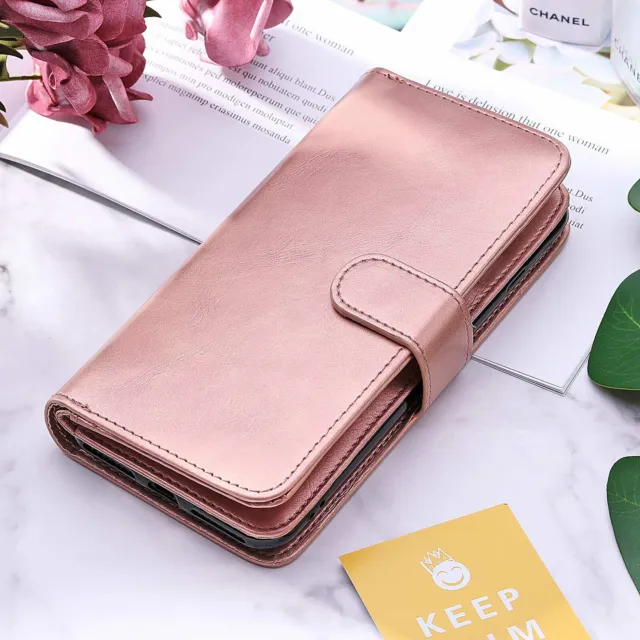 Premium Double Layer Handmade Leather Wallet Removable Case for iPhone 7 8 Plus