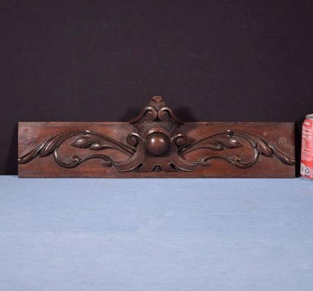*21" French Antique Hand Carved Architectural Panel Solid Oak Wood Trim 2