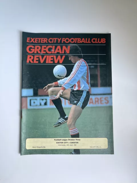 RARE EXETER CITY v CHESTER CITY FOOTBALL PROGRAMME