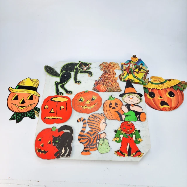 Halloween Antique Paper/Cardboard Decorations Auction Lot - Vintage Decor