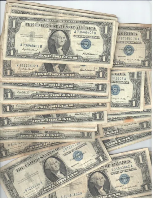 🔥One 1957 Silver Certificate Dollar $1 Bill Blue Seal VG/VF 2x+ Wheat Cent Bonu