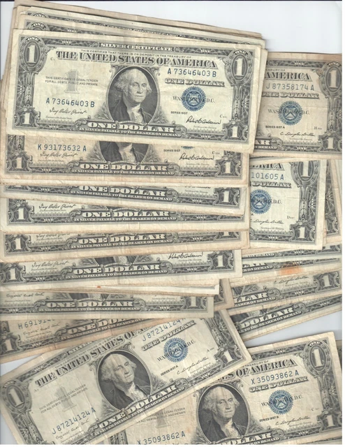 🔥One 1957 Silver Certificate Dollar $1 Bill Blue Seal VG/VF 2x+ Wheat Cent Bonu