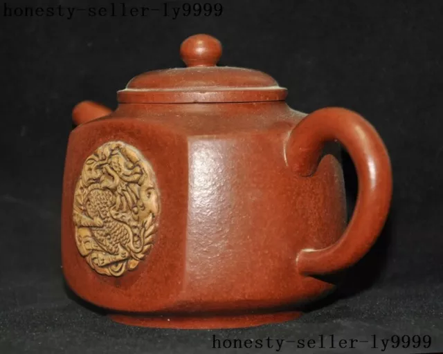 chinese Yixing zisha pottery auspicious Dragon and phoenix statue Tea Pot 3