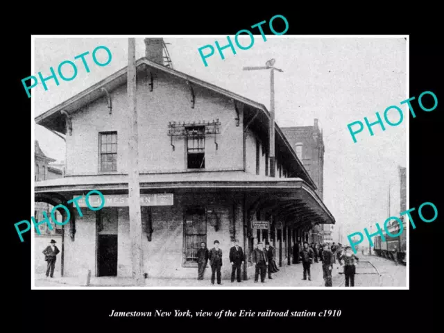 OLD LARGE HISTORIC PHOTO OF JAMESTOWN NEW YORK ERIE RAILROAD STATION c1910