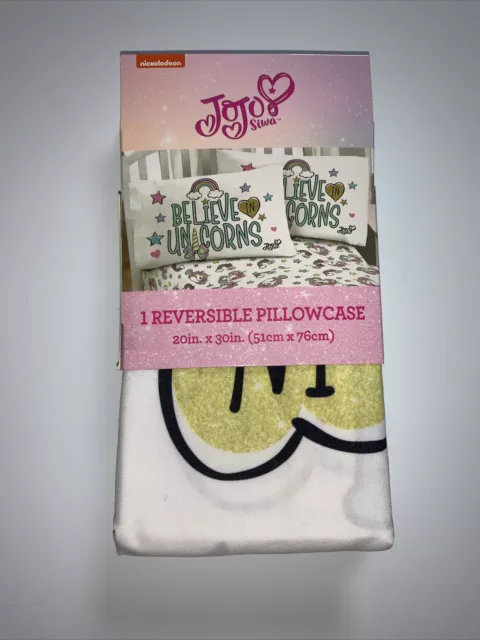 JoJo Siwa Reversible Pillow Case Believe In Unicorns NEW Nickelodeon