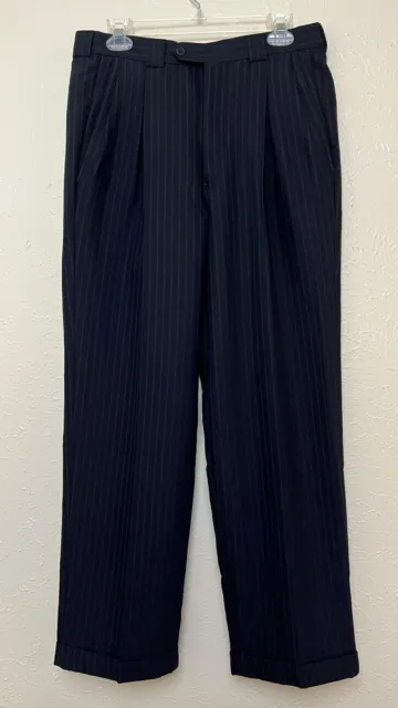 Giorgio Armani Pants Mens 31x31 Black Striped Le Collezioni Cuffed Slacks