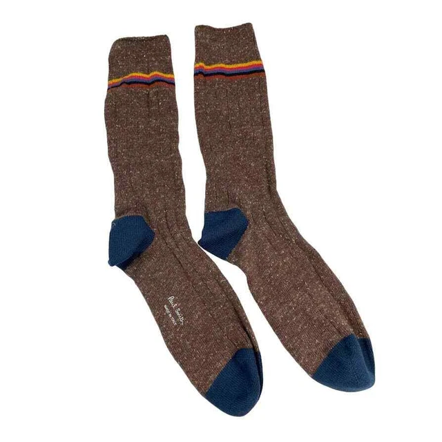 Paul Smith Made in Italy Mens Cotton Belnd Brown Dress Socks