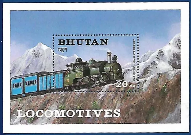 Bhutan Mnh 1984 Ms Darjeeling Himalaya Railway Mountain Train Trains Railways Tr