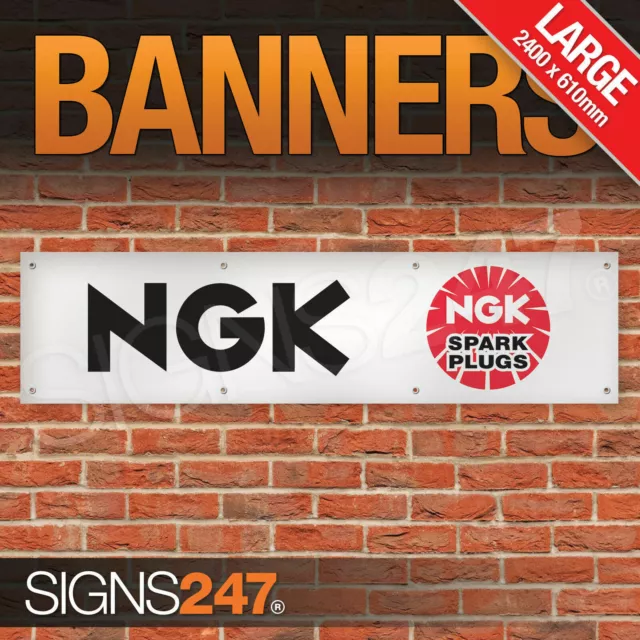 NGK Spark Plugs Garage Workshop Banner LARGE PVC Sign Display Motorsport