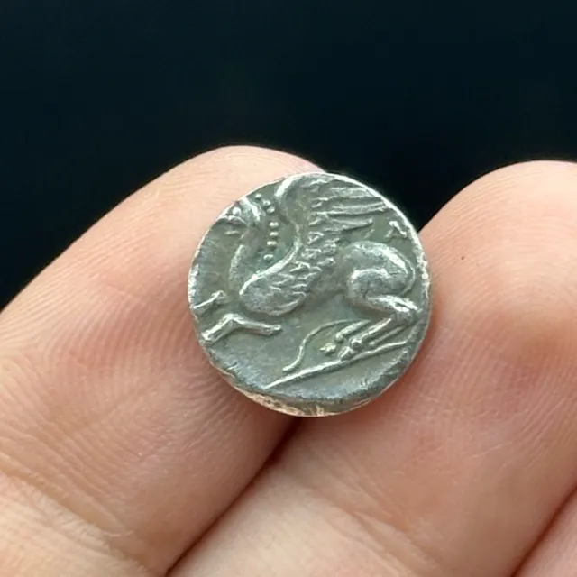 Rare Collectible Ancient Greek Silver Coated Coin Pegasus Horse With Wings Image