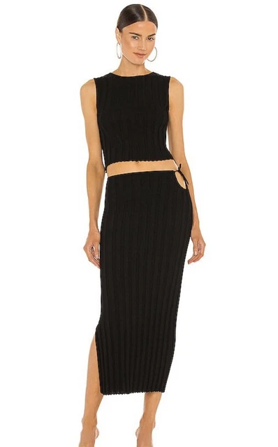 Aya Muse Black Two-Piece Top And Skirt Set Size. M