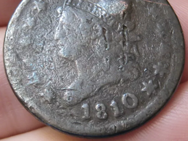 1810/09 Classic Head Large Cent Penny- Rare Overdate, S-281, VG/Fine Details