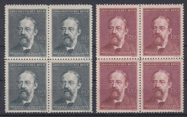Böhmen + Mähren 138-139 4er Block F. Smetana 60 H + 120 H postfrisch