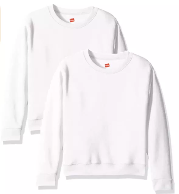 2 PACK Hanes Girls' ComfortSoft EcoSmart Fleece Sweatshirt White Medium OK268