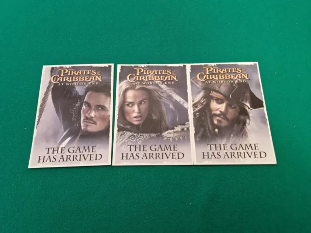 3 x Pirates of The Caribbean At Worlds End Video Game Advertising Postcards