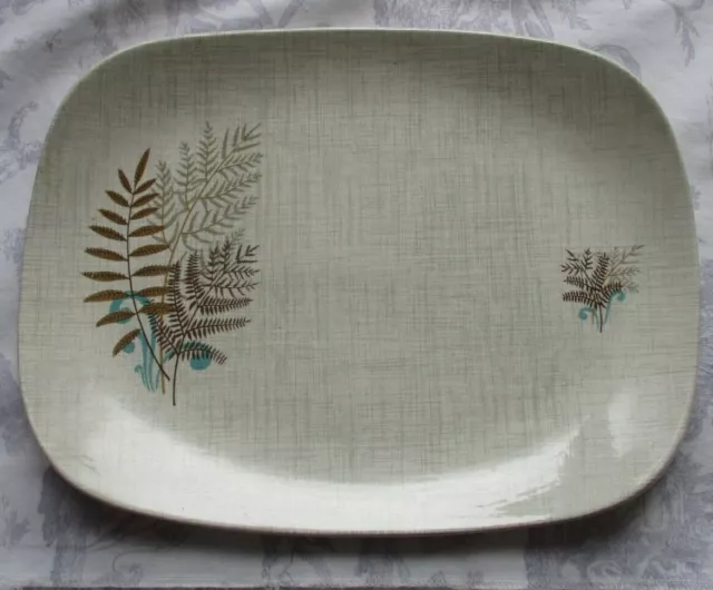 Vintage 1950s J & G Meakin Sol Rock Fern Blue Oblong Sandwich / Serving Plate