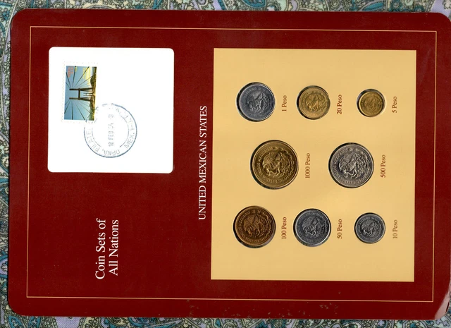 Coin Sets of All Nations Mexico 1987-1990 500 1988 100,1000 Pesos 1990 18 Feb 94
