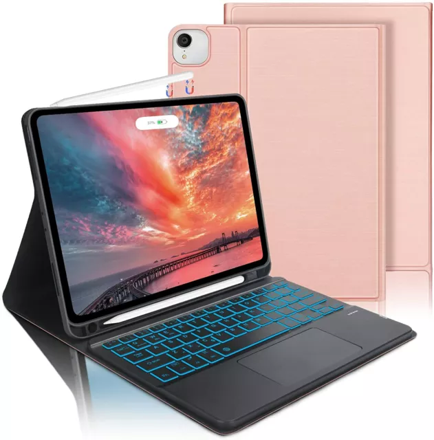 For iPad 5/6/7/8/9th Gen Pro 11/12.9" Air 2 3 4 5 Backlit Touchpad Keyboard Case